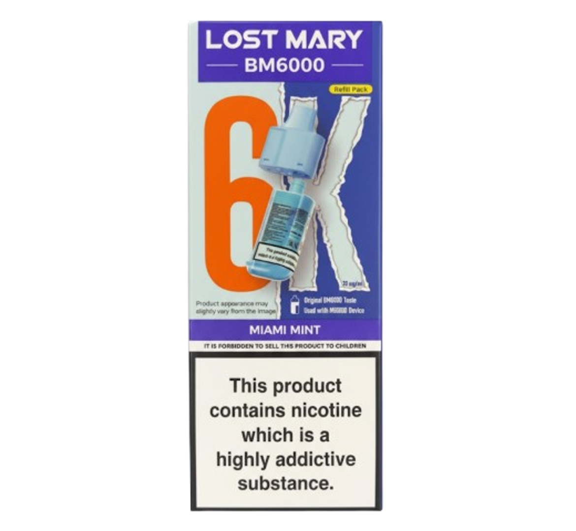 Lost Mary BM6000 6K Miami Mint Refill Pack
