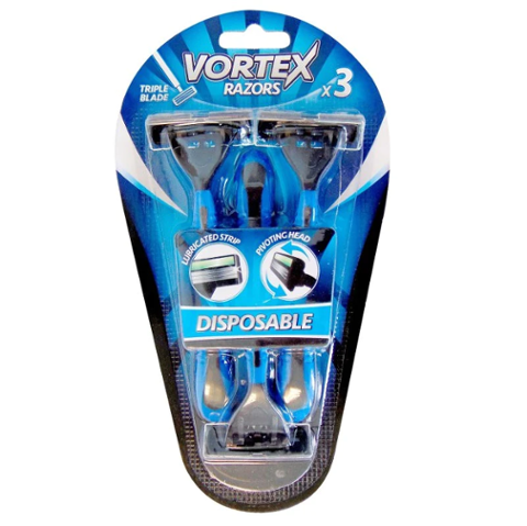 Vortex Razors Mens Triple Blade Disposable Razors 3pk