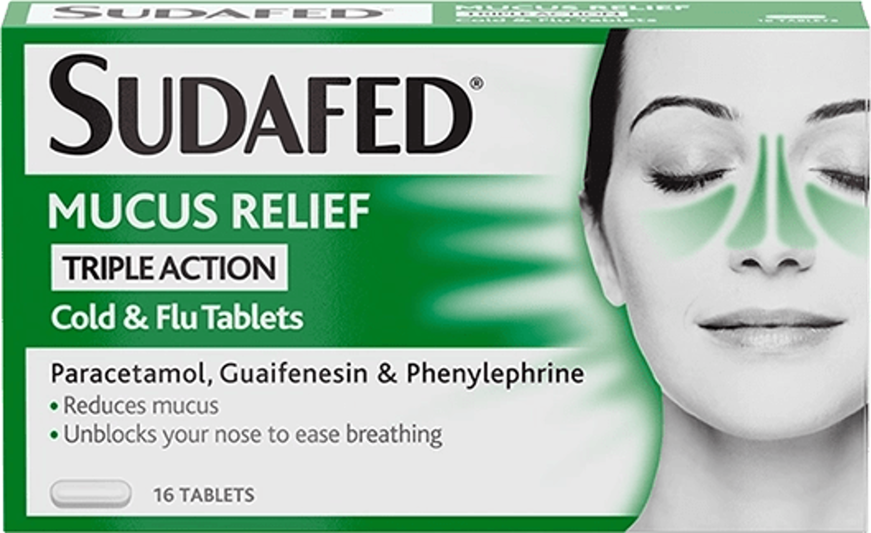 Sudafed Mucus Relief Triple Action Cold & Flu Tablets 16pk
