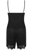 Black Lace Detail Front Button Up Top & Shorts Set