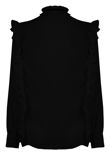 Black Front Button Up Frilled Shirt Top