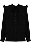 Black Front Button Up Frilled Shirt Top