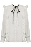 White Front Button Up Frilled Shirt Top
