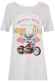 White Contrast Born To Be Wild Print Tees