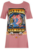 Pink Contrast Born To Fly Print Tees