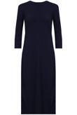 Navy Sides Slitted Long Sleeve Tunic Dress