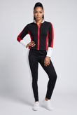 Black Contrast Print Zip Up Jumper & Trouser Active Wear Set
