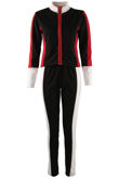Black Contrast Print Zip Up Jumper & Trouser Active Wear Set