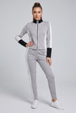 Grey Contrast Print Zip Up Jumper & Trouser Active Wear Set