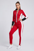 Red Contrast Print Zip Up Jumper & Trouser Active Wear Set