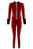Red Contrast Print Zip Up Jumper & Trouser Active Wear Set