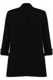 Black Roll-up Sleeves Longline Coat
