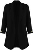 Black Roll-up Sleeves Longline Coat
