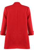 Red Roll-up Sleeves Longline Coat