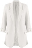 White Roll-up Sleeves Longline Coat
