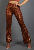 Rust Sequin High Waist Flare Trousers