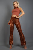 Rust Sequin High Waist Flare Trousers