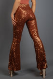 Rust Sequin High Waist Flare Trousers