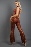 Rust Sequin High Waist Flare Trousers