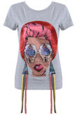 Grey Lady Sequin & Pearls Trim Tee