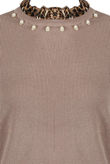 Taupe Pearl With Animal Print Ribbed Jumper