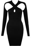 Black Ribbed Knit Cut Out Mini Dress