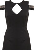 Black Cut Out Shoulder Gem Dress