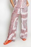 Orange Paisley Printed Wide Leg Trousers
