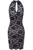 Navy & Nude Floral Lace Mini Bodycon Dress