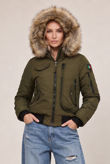 Khaki Faux Fur Hood Parka Jacket
