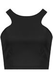 Black Racer Neck Crop Tops 