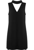 Black Tab Neck Cut Out Shift Dress 