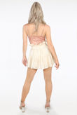 Beige Metallic Pleat Paperbag Skorts