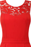 Crochet Insert Playsuit In Red