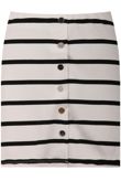 White and Navy Monochrome Horizontal Stripe Mini Skirt