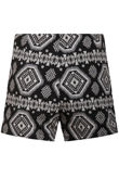 Black Asymmetric Print Side Zip Up Shorts