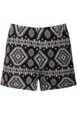 Black Asymmetric Print Side Zip Up Shorts