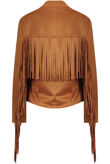 Camel Faux Suede Fringe Blazer