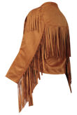 Camel Faux Suede Fringe Blazer