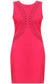 Pink Faux Lace Up Detail Bodycon Dress
