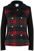 Black Check Double Breast Fur Jacket