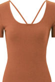 Camel Asymmetric Short Sleeve Bodycon Dress