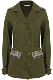 Khaki Aztec Patch Detail Jacket