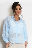 Blue Sheer Patterned Blouse
