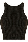 Lurex Grid Print Cut Out Crop Top In Gold