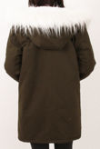 Khaki with Cream Faux Fur Fleece Lined Parka 