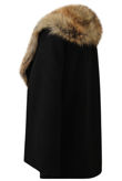 Black With Detachable Brown Fur Collar Coat