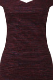 Purple and Deep Red Bardot Off The Shoulder Bodycon Dress