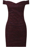 Purple and Deep Red Bardot Off The Shoulder Bodycon Dress