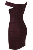 Purple and Deep Red Bardot Off The Shoulder Bodycon Dress